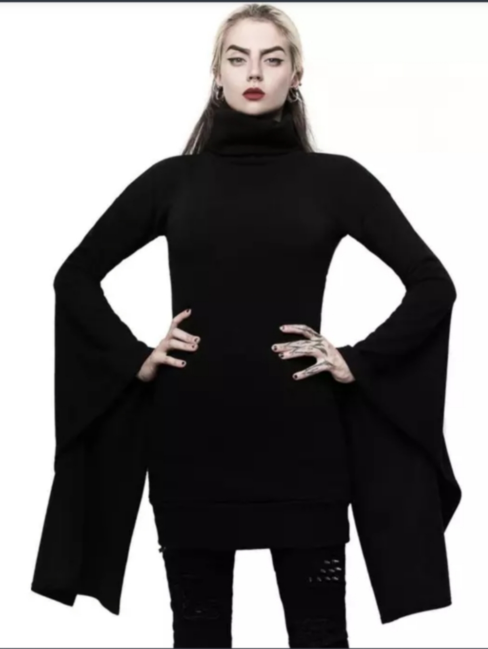 Killstar Arcadia Sweater Dress/Top With Cowl Neck, Size Large